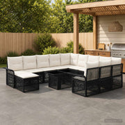 vidaXL Tuinbankenset 13 st Zwart en Cream Wit poly rattan