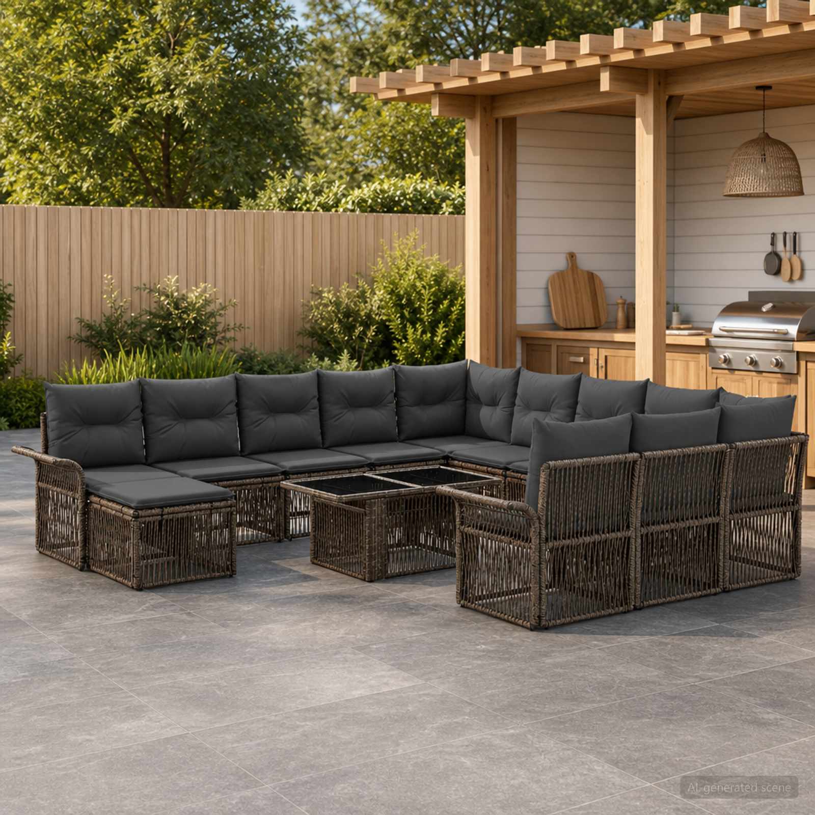 vidaXL Tuinbankenset 13 st Zwart en Cream Wit poly rattan