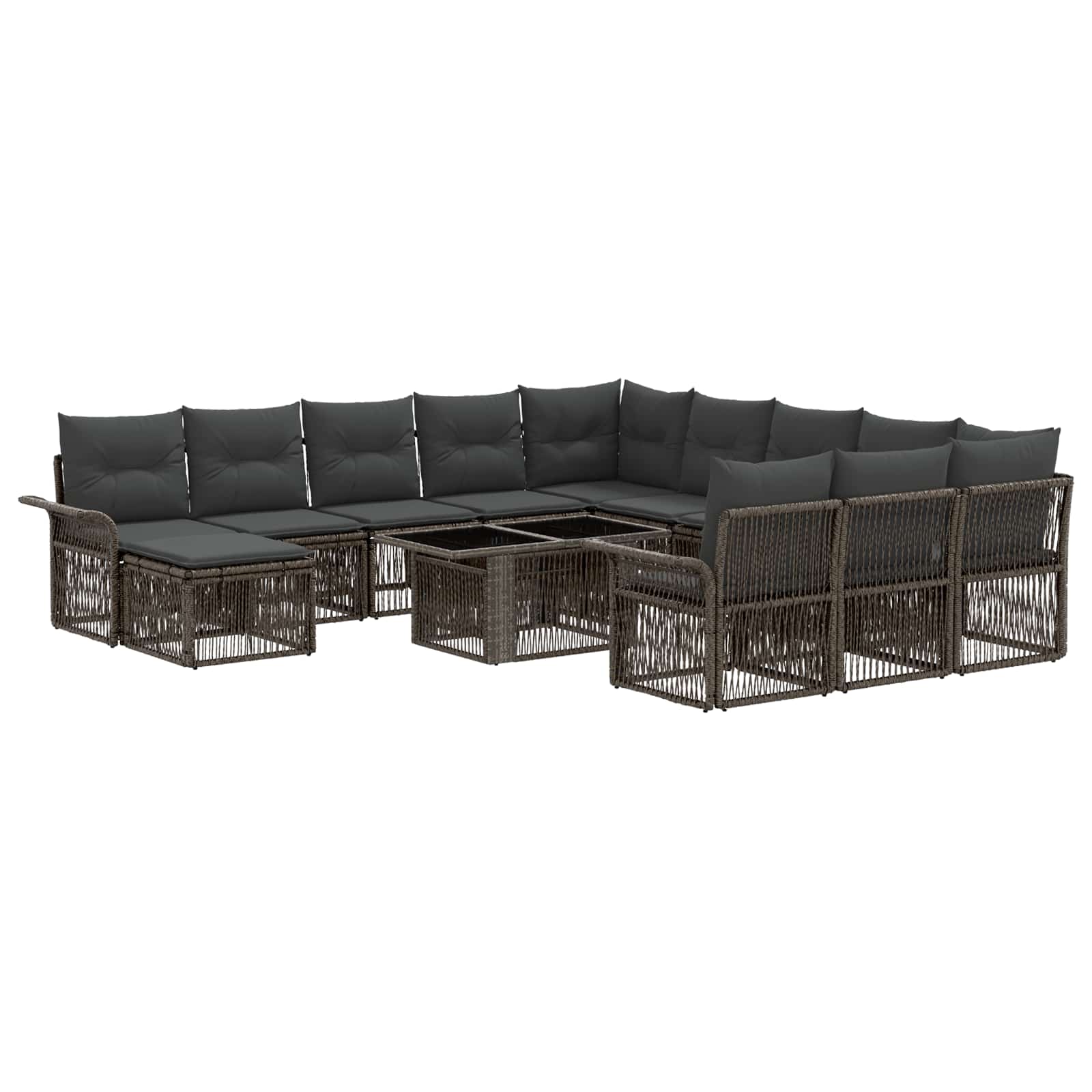 vidaXL Tuinbankenset 13 st Zwart en Cream Wit poly rattan
