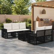 vidaXL Tuinbankenset 6 st Zwart en Cream Wit poly rattan
