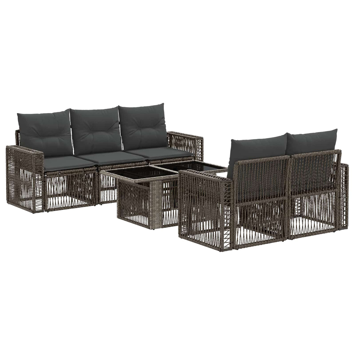 vidaXL Tuinbankenset 6 st Zwart en Cream Wit poly rattan