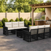 vidaXL Tuinbankenset 7 st Zwart en Cream Wit poly rattan
