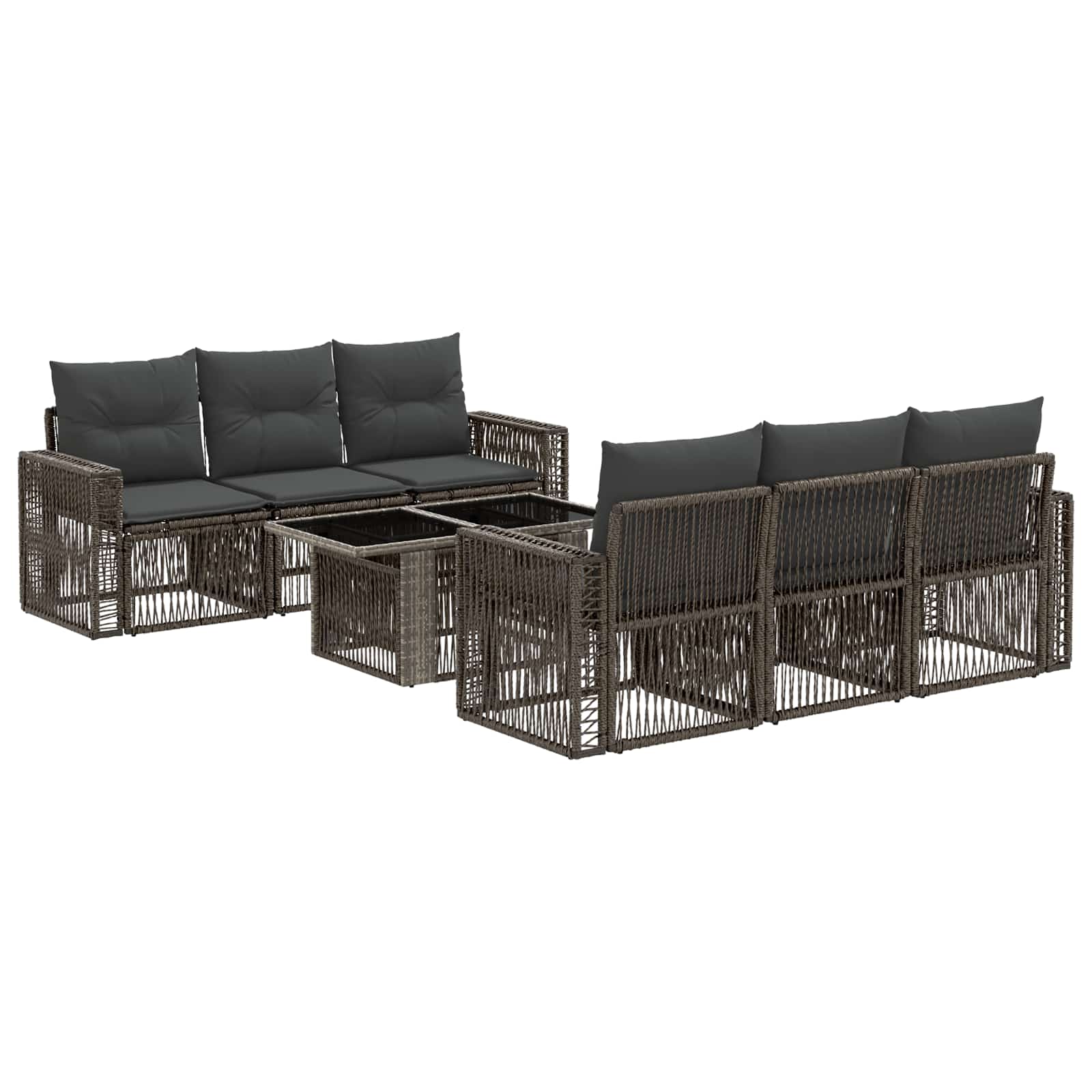 vidaXL Tuinbankenset 7 st Zwart en Cream Wit poly rattan