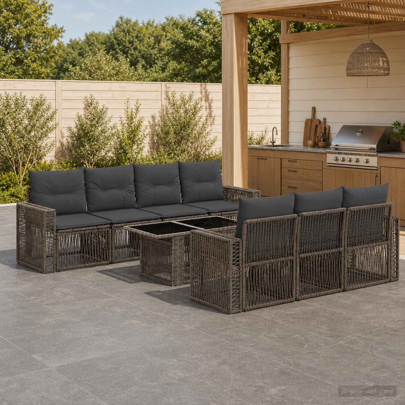 vidaXL Tuinbankenset 8 st Zwart en Cream Wit poly rattan