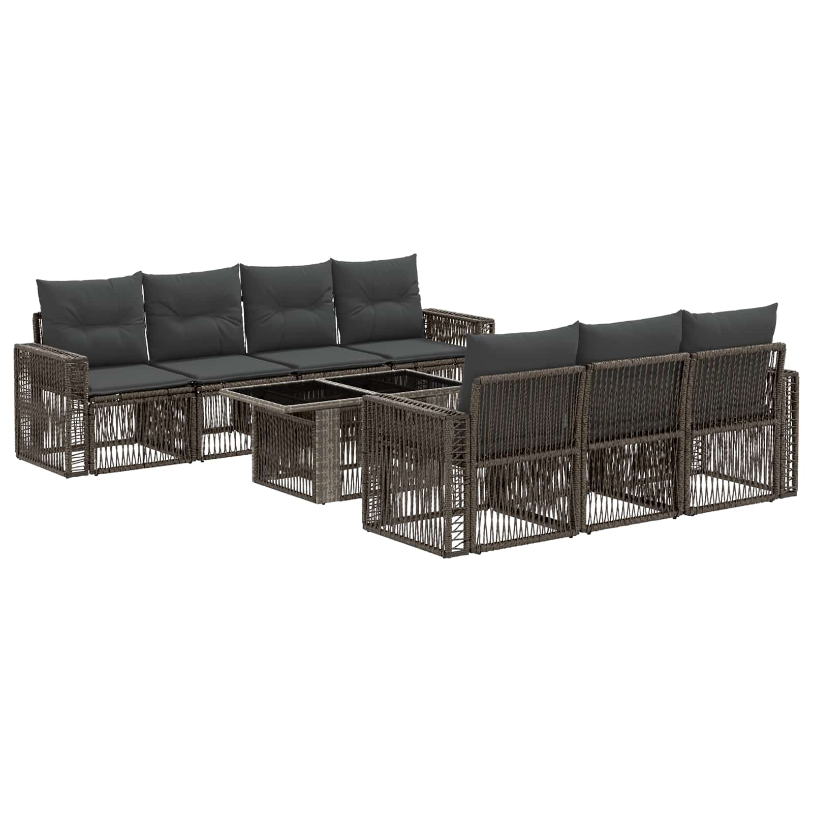 vidaXL Tuinbankenset 8 st Zwart en Cream Wit poly rattan