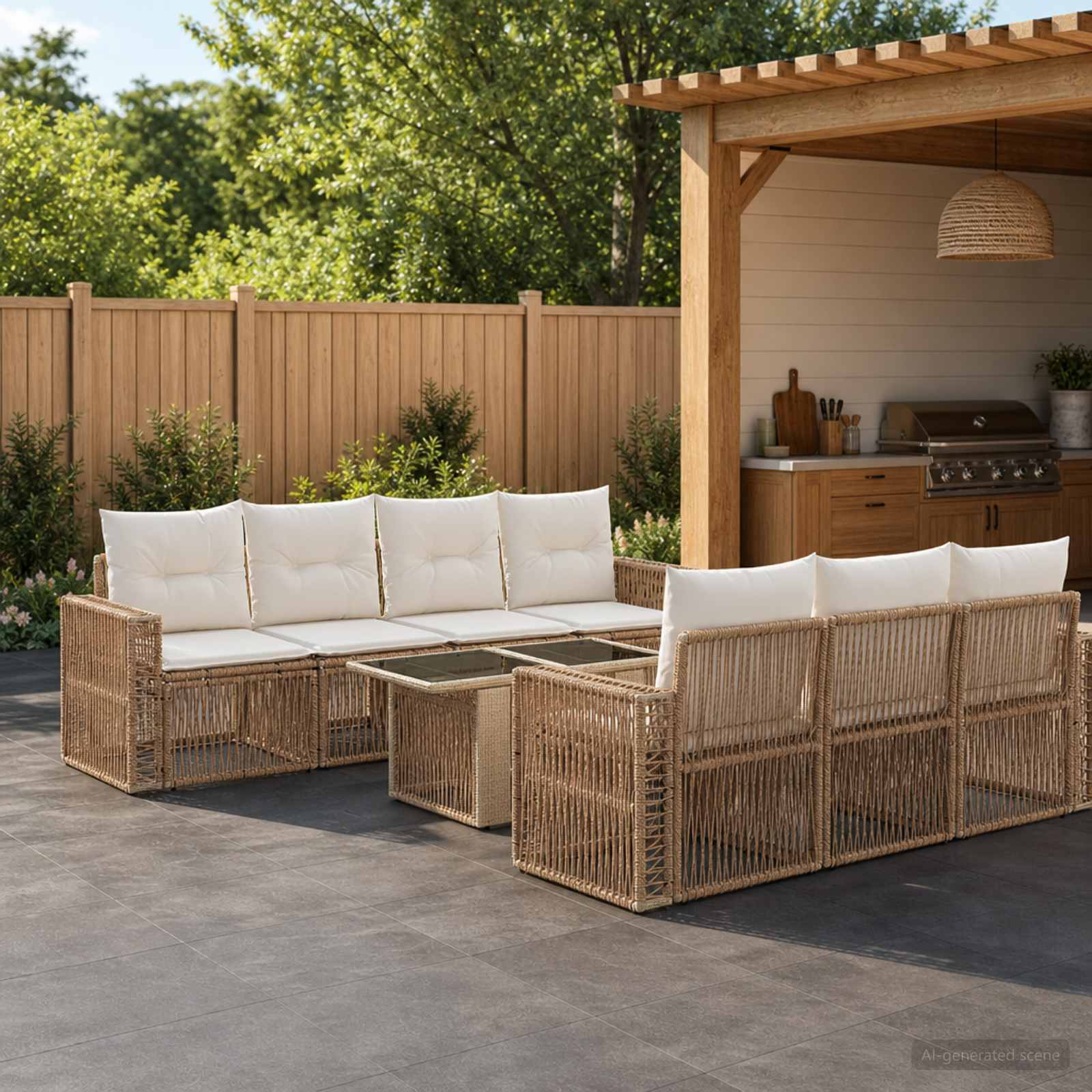 vidaXL Tuinbankenset 8 st Zwart en Cream Wit poly rattan
