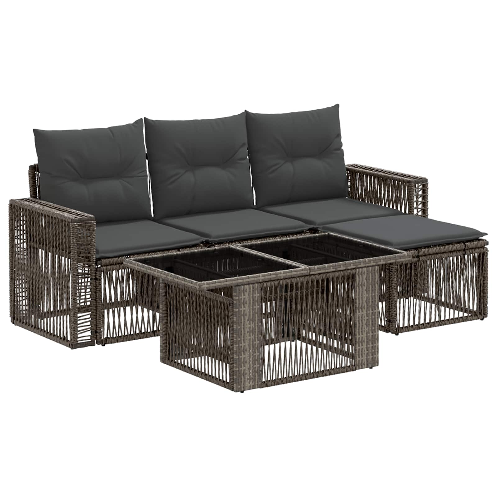 vidaXL Tuinbankenset 5 st Zwart en Cream Wit poly rattan