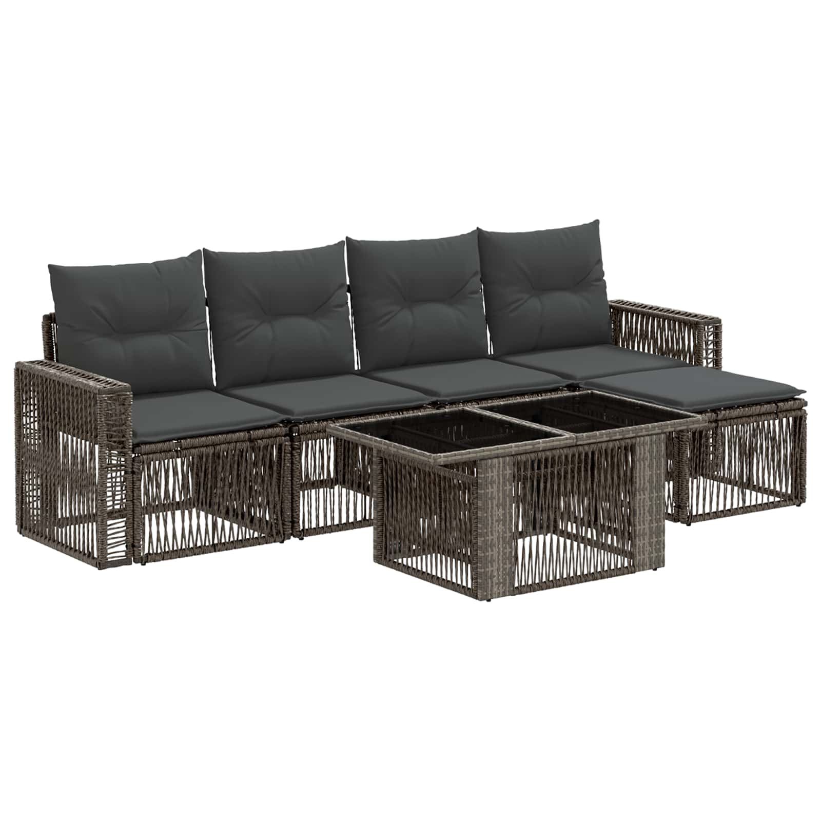 vidaXL Tuinbankenset 6 st Zwart en Cream Wit poly rattan