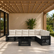 vidaXL Tuinbankenset 8 st Zwart en Cream Wit poly rattan