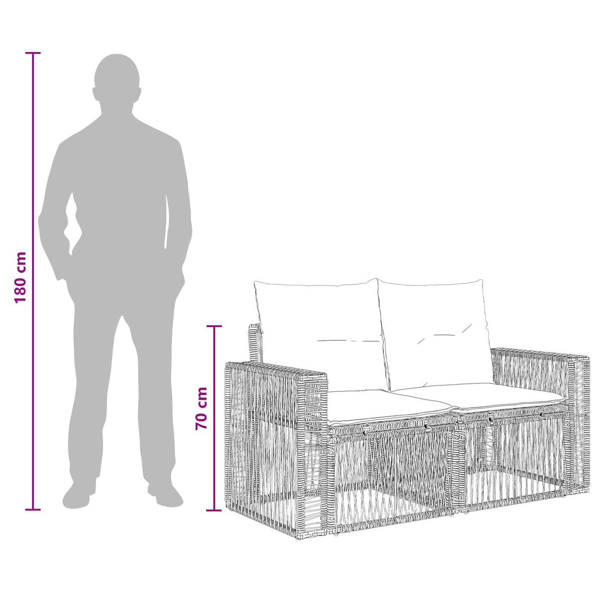 vidaXL Tuinbankenset 8 st Zwart en Cream Wit poly rattan