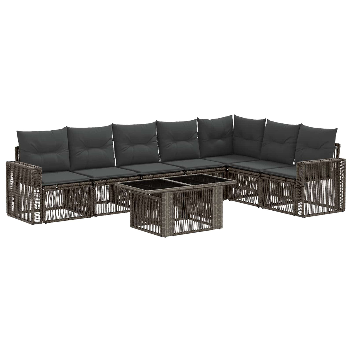 vidaXL Tuinbankenset 8 st Zwart en Cream Wit poly rattan