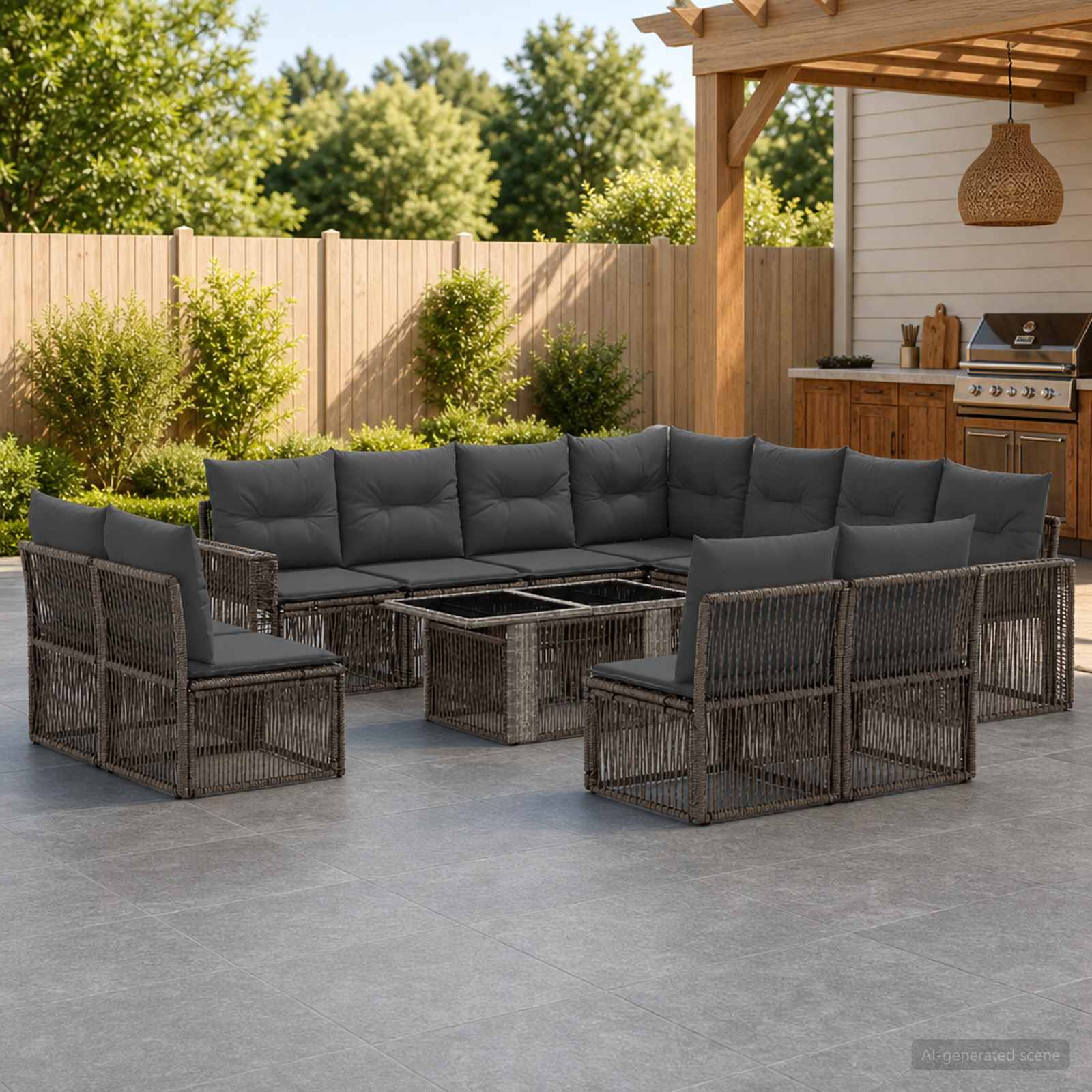 vidaXL Tuinbankenset 12 st Zwart en Cream Wit poly rattan