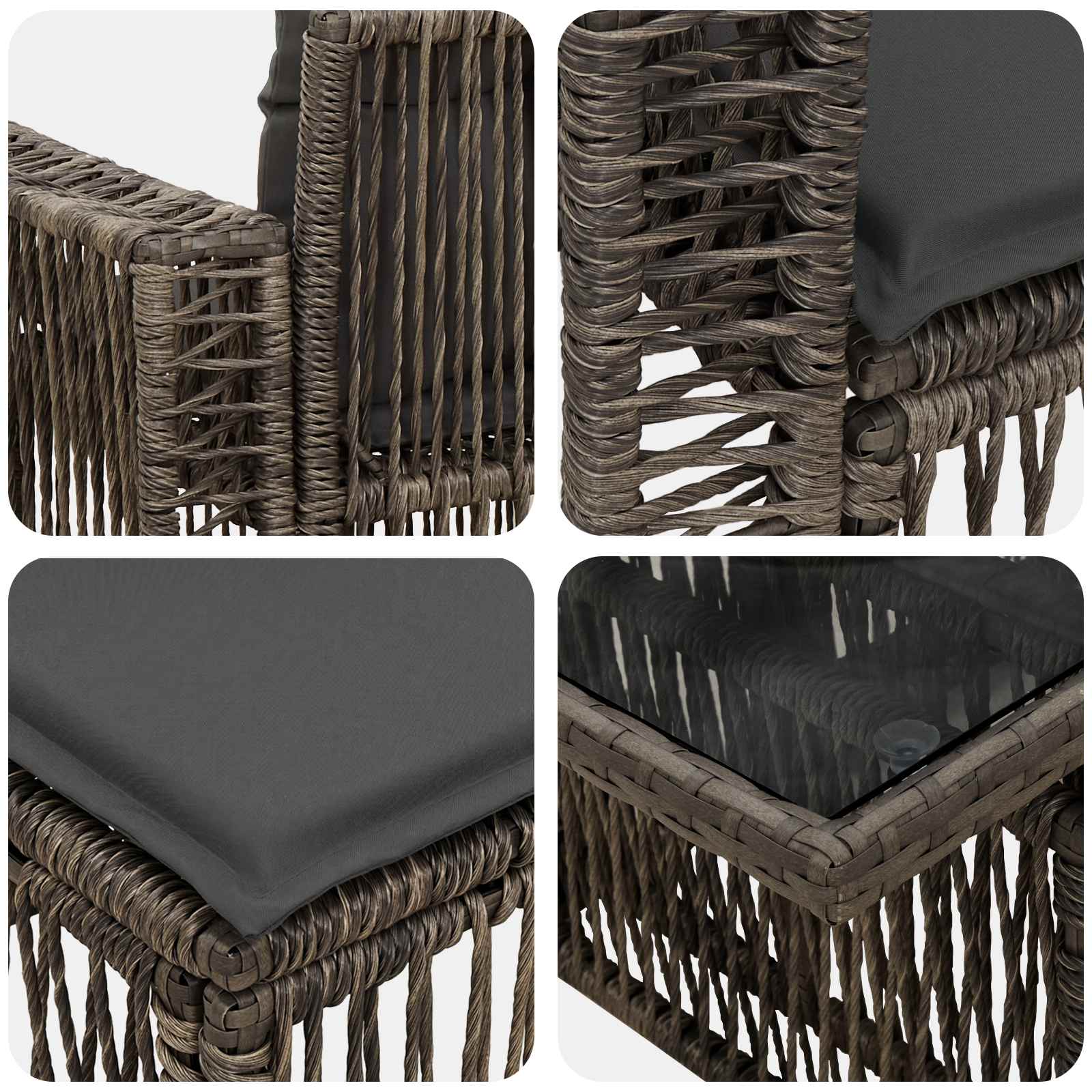 vidaXL Tuinbankenset 12 st Zwart en Cream Wit poly rattan