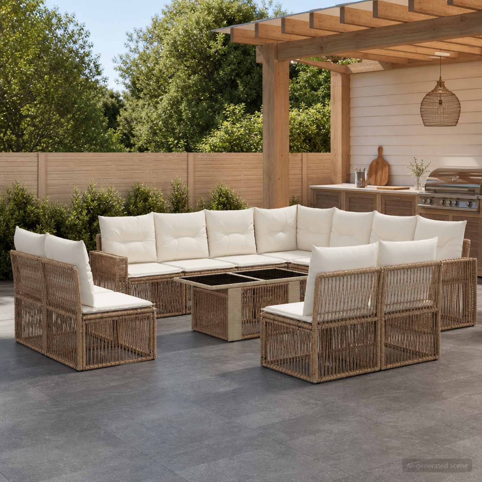 vidaXL Tuinbankenset 12 st Zwart en Cream Wit poly rattan
