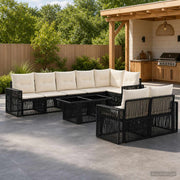 vidaXL Tuinbankenset 9 st Zwart en Cream Wit poly rattan