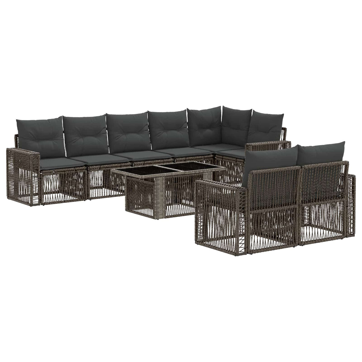 vidaXL Tuinbankenset 9 st Zwart en Cream Wit poly rattan