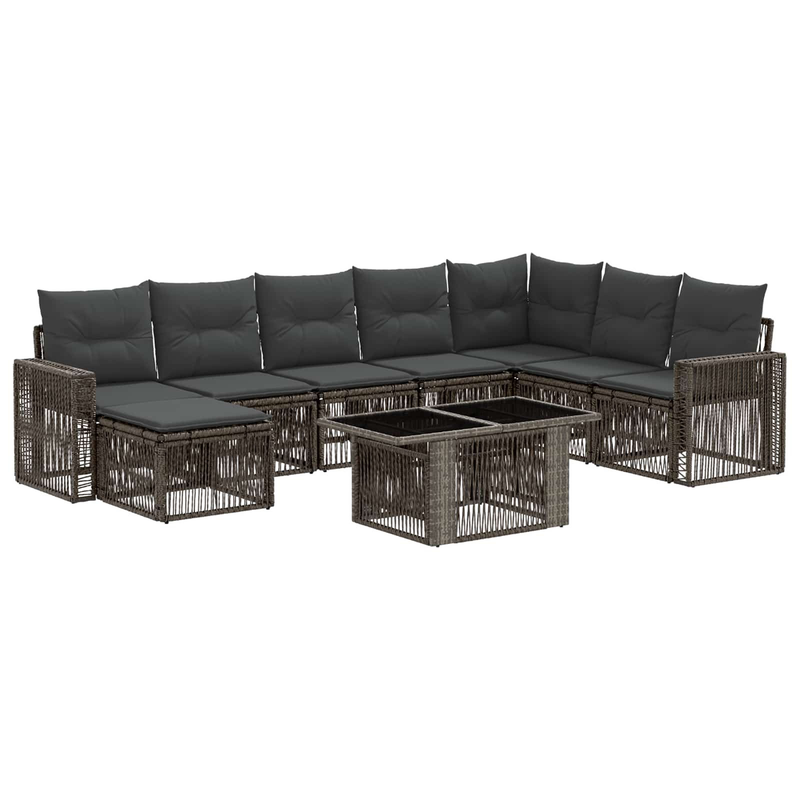 vidaXL Tuinbankenset 9 st Zwart en Cream Wit poly rattan