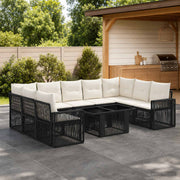 vidaXL Tuinbankenset 10 st Zwart en Cream Wit poly rattan