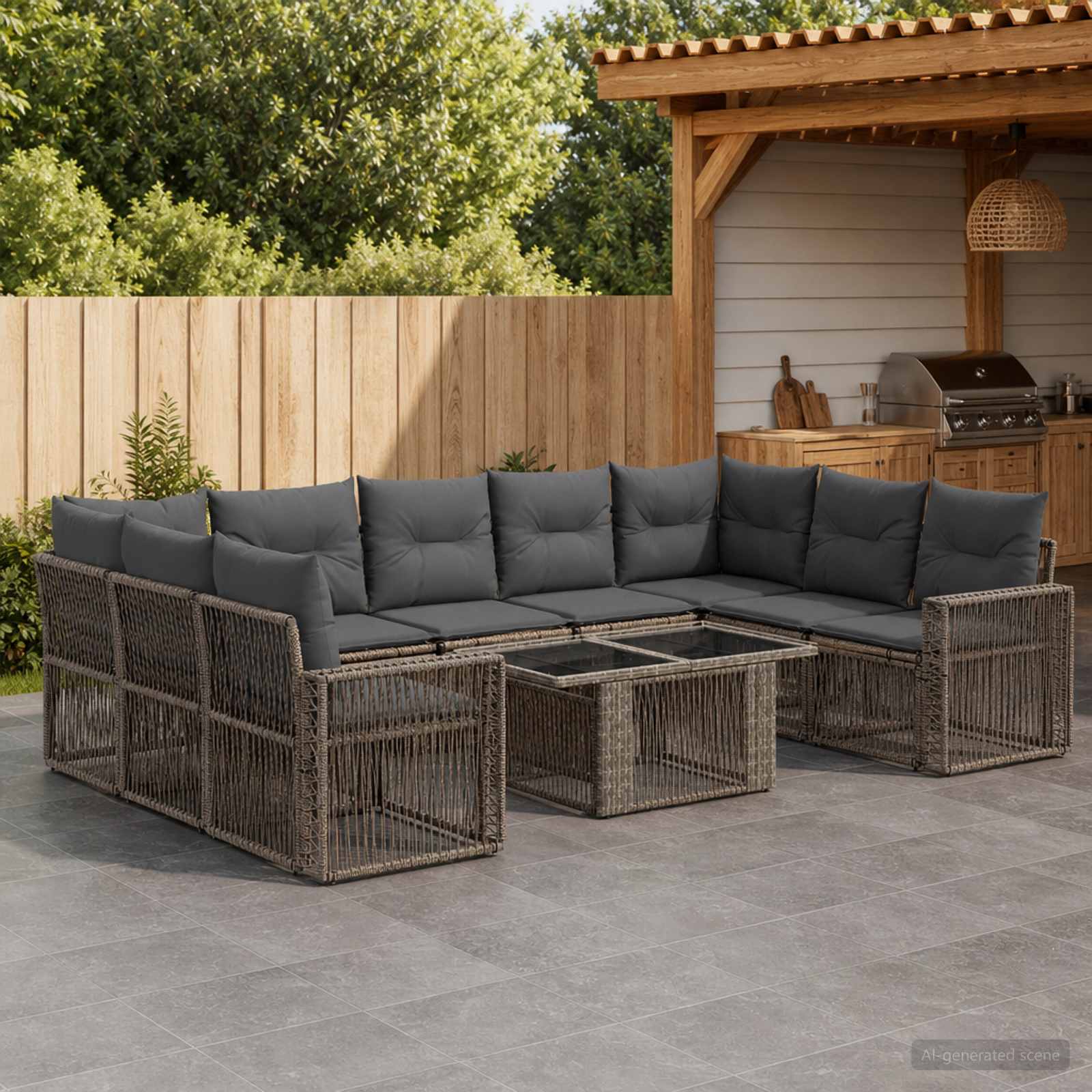 vidaXL Tuinbankenset 10 st Zwart en Cream Wit poly rattan