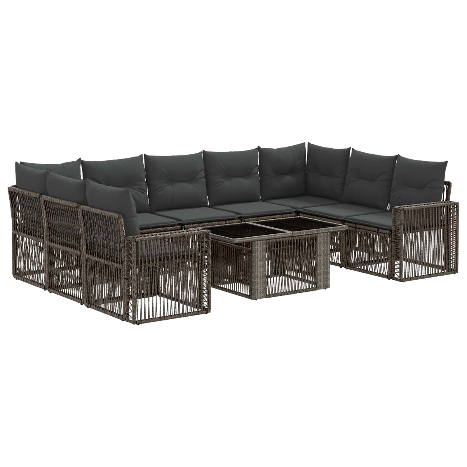 vidaXL Tuinbankenset 10 st Zwart en Cream Wit poly rattan