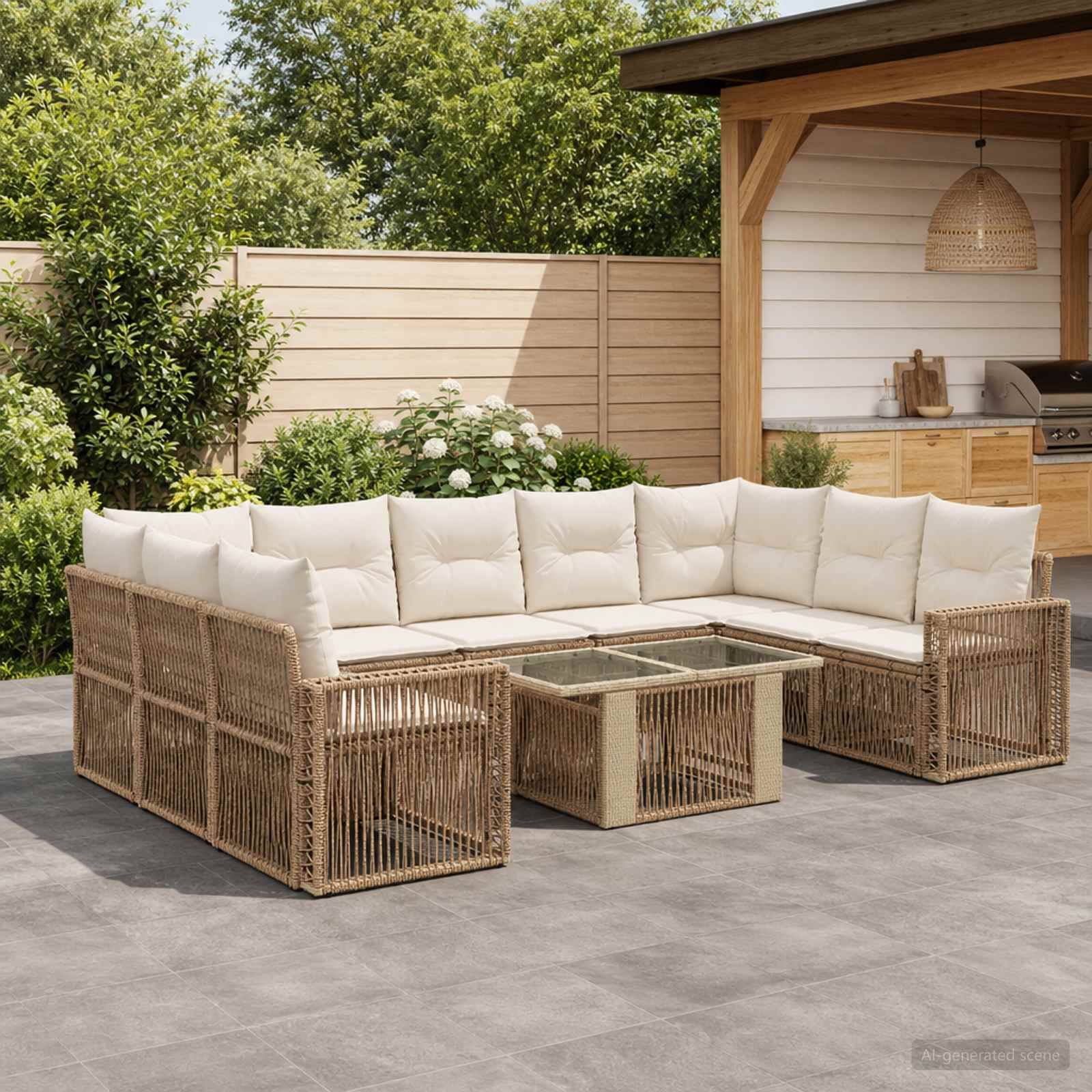 vidaXL Tuinbankenset 10 st Zwart en Cream Wit poly rattan