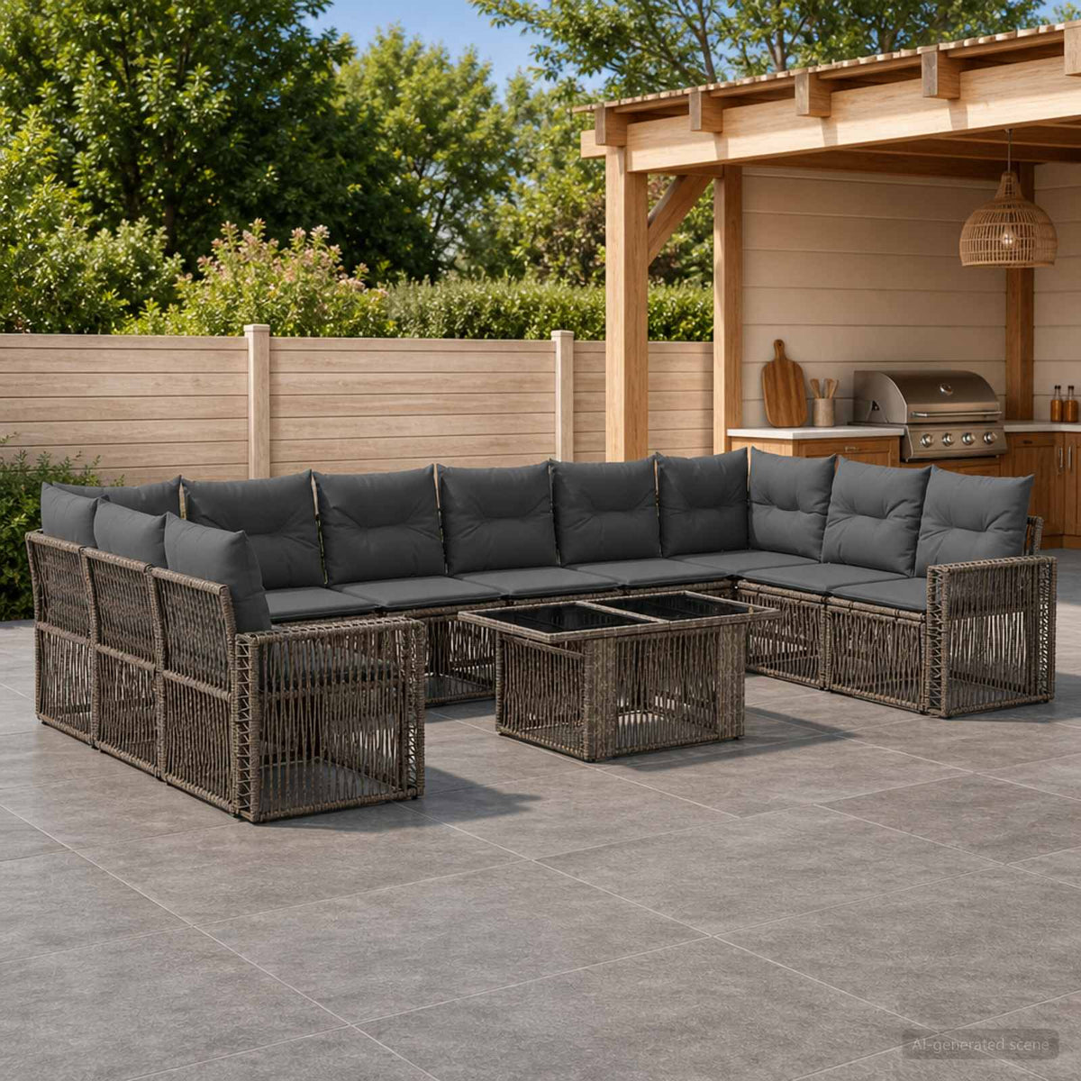 vidaXL Tuinbankenset 11 st Zwart en Cream Wit poly rattan