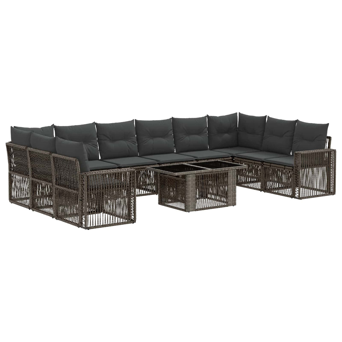 vidaXL Tuinbankenset 11 st Zwart en Cream Wit poly rattan