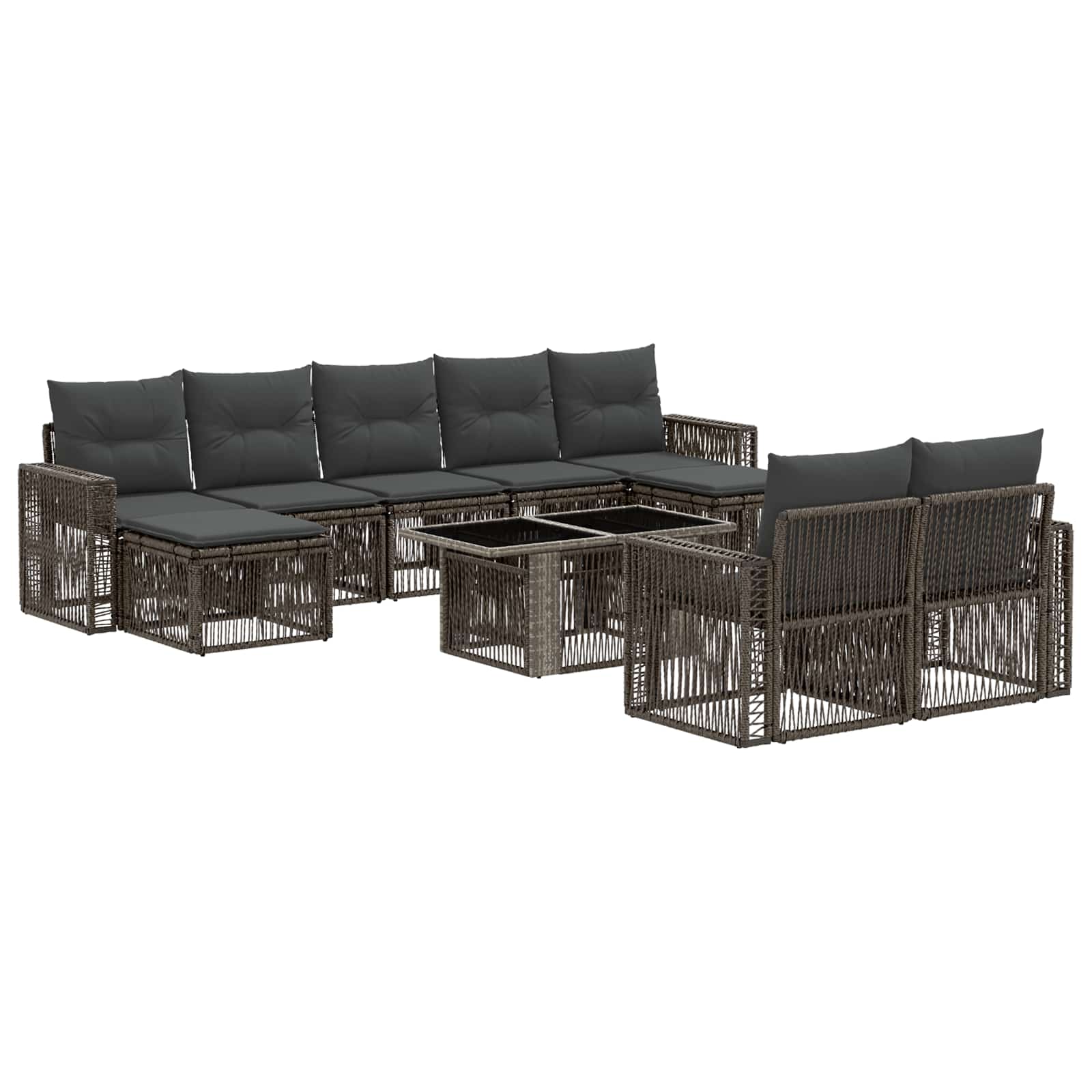 vidaXL Tuinbankenset 10 st Zwart en Cream Wit poly rattan