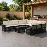 vidaXL Tuinbankenset 12 st Zwart en Cream Wit poly rattan