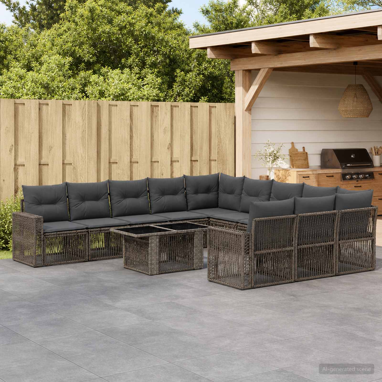 vidaXL Tuinbankenset 12 st Zwart en Cream Wit poly rattan