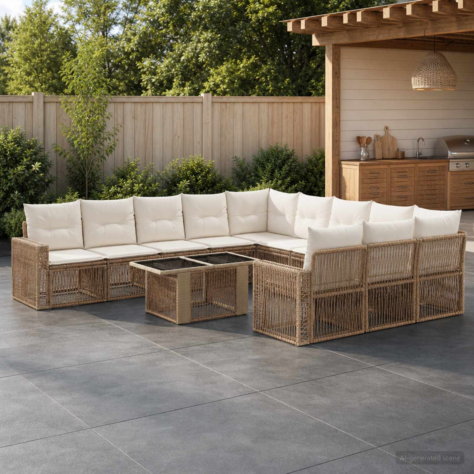 vidaXL Tuinbankenset 12 st Zwart en Cream Wit poly rattan