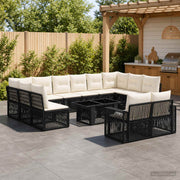 vidaXL Tuinbankenset 13 st Zwart en Cream Wit poly rattan