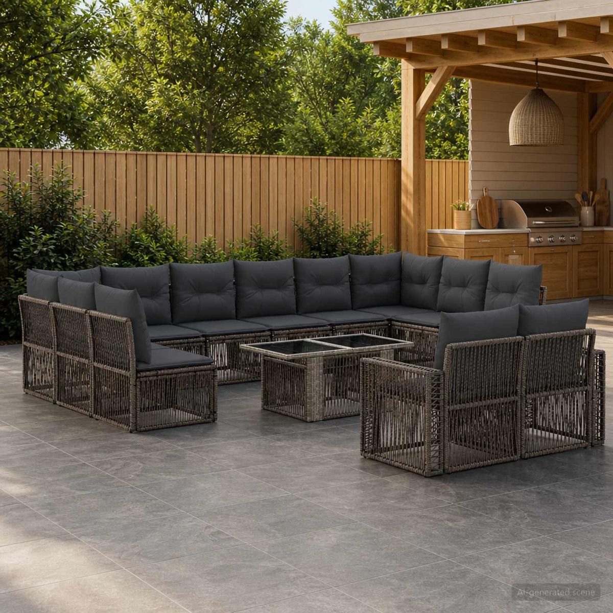 vidaXL Tuinbankenset 13 st Zwart en Cream Wit poly rattan