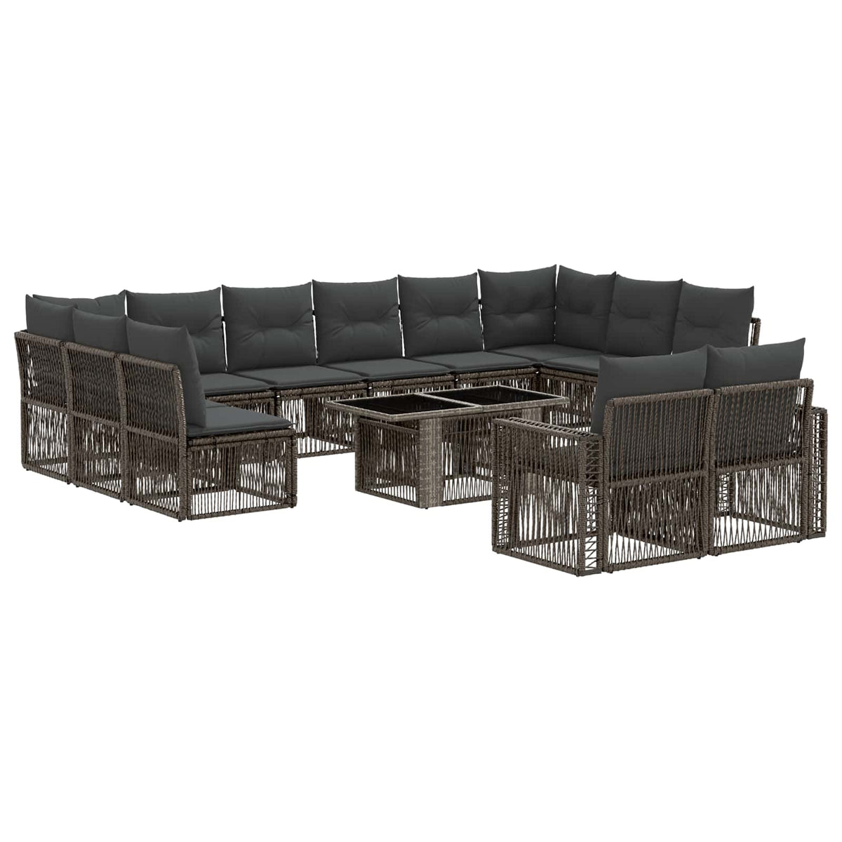 vidaXL Tuinbankenset 13 st Zwart en Cream Wit poly rattan