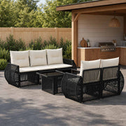 vidaXL Tuinbankenset 6 st Zwart en Cream Wit poly rattan