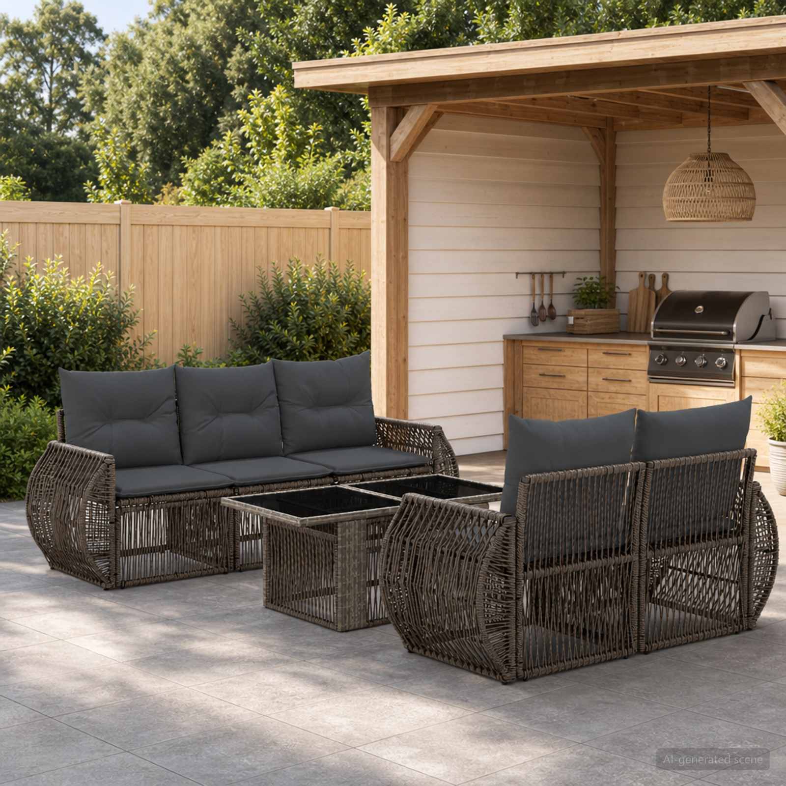 vidaXL Tuinbankenset 6 st Zwart en Cream Wit poly rattan