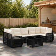 vidaXL Tuinbankenset 8 st Zwart en Cream Wit poly rattan