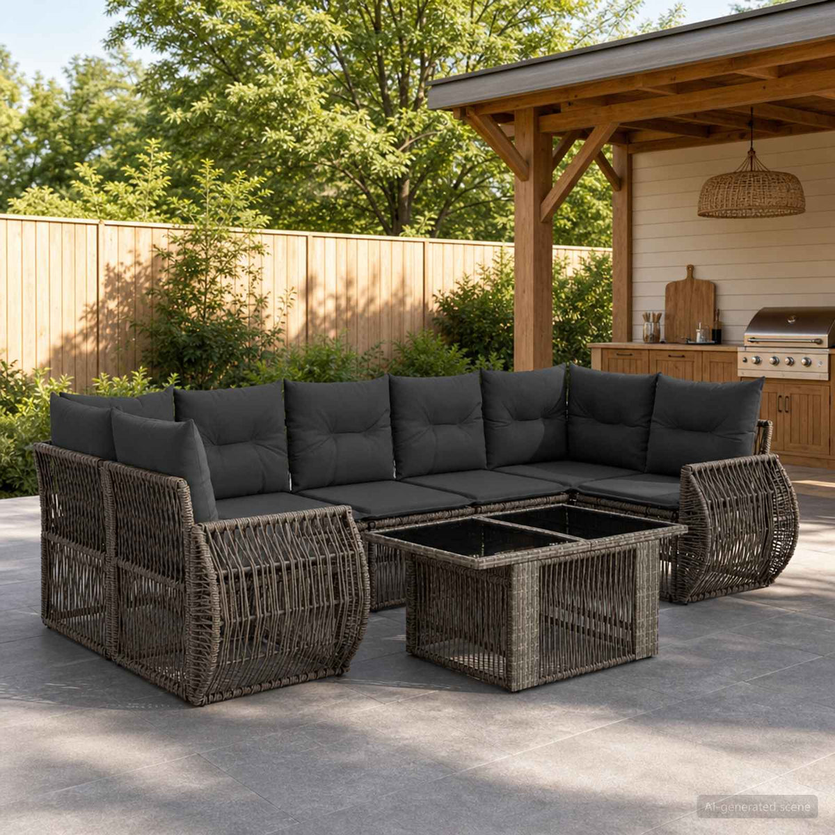 vidaXL Tuinbankenset 8 st Zwart en Cream Wit poly rattan