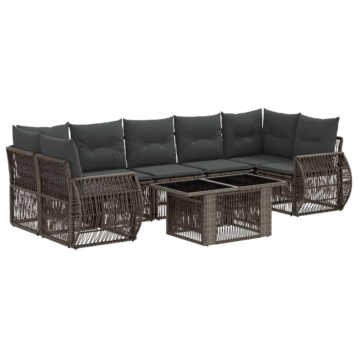 vidaXL Tuinbankenset 8 st Zwart en Cream Wit poly rattan