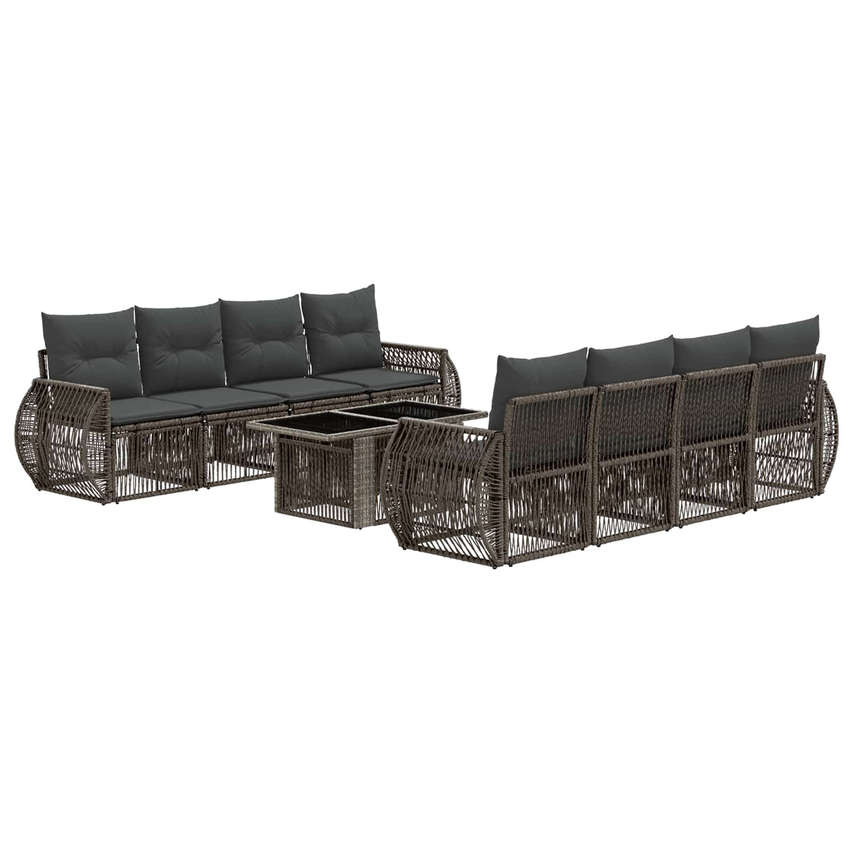 vidaXL Tuinbankenset 9 st Zwart en Cream Wit poly rattan