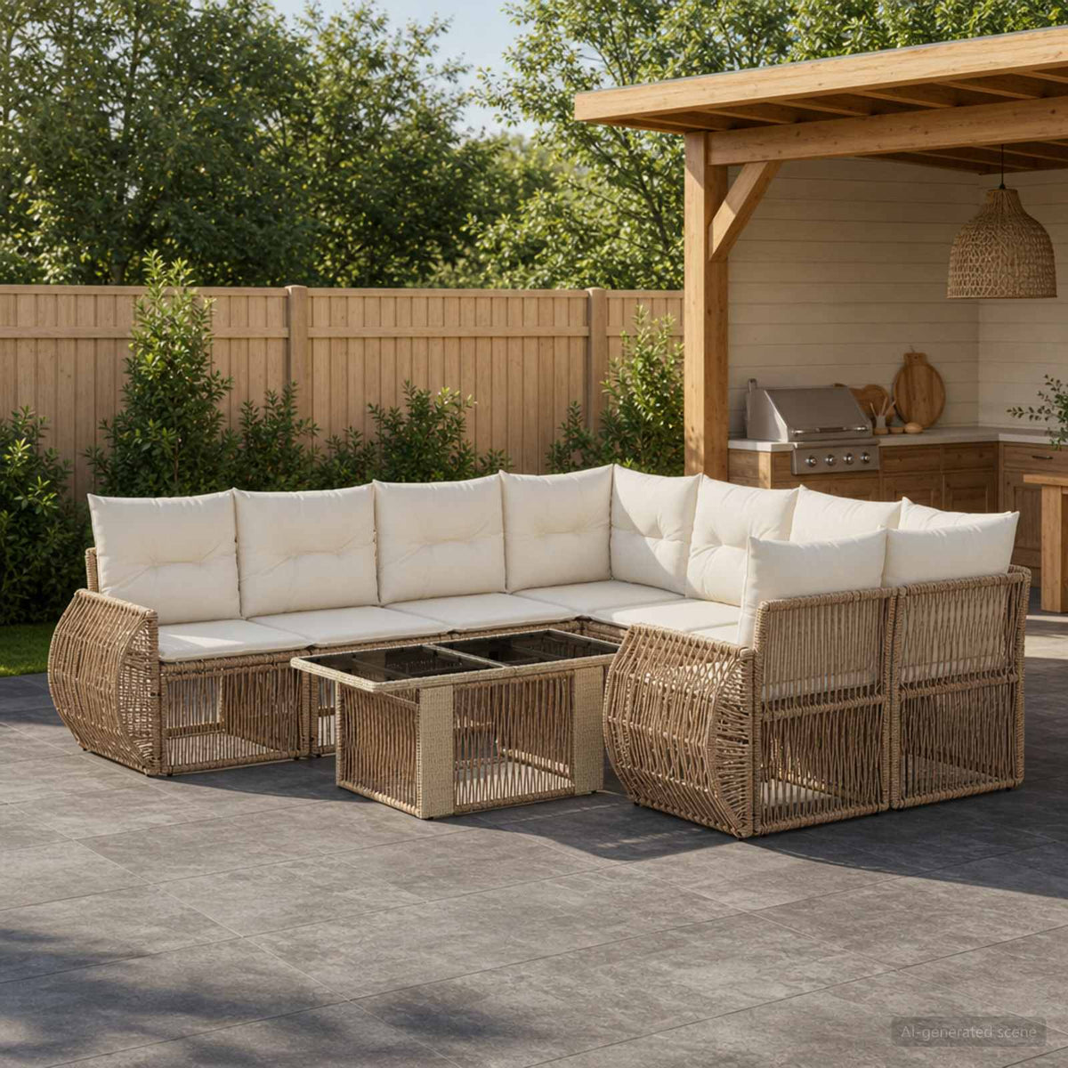 vidaXL Tuinbankenset 9 st Zwart en Cream Wit poly rattan