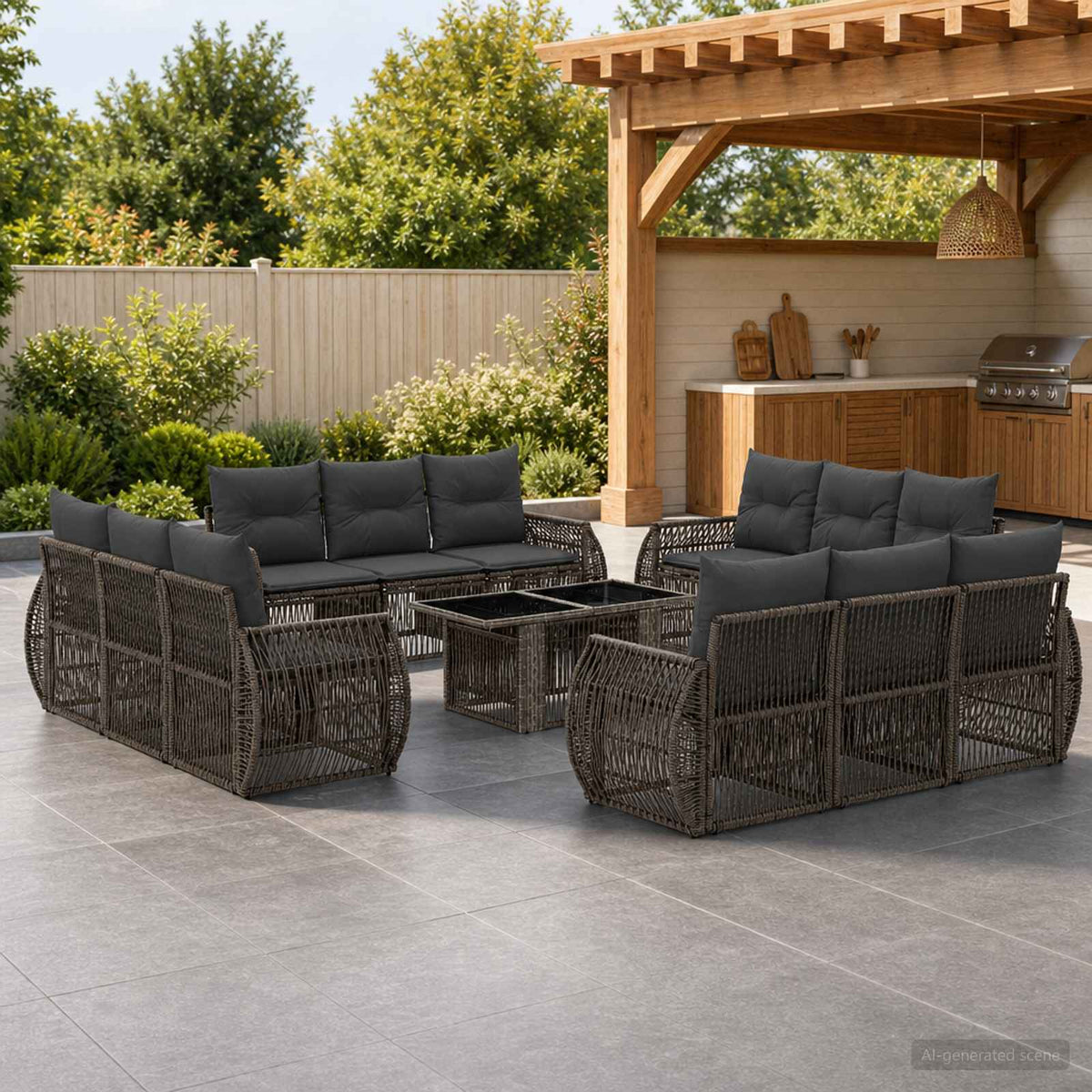 vidaXL Tuinbankenset 13 st Zwart en Cream Wit poly rattan