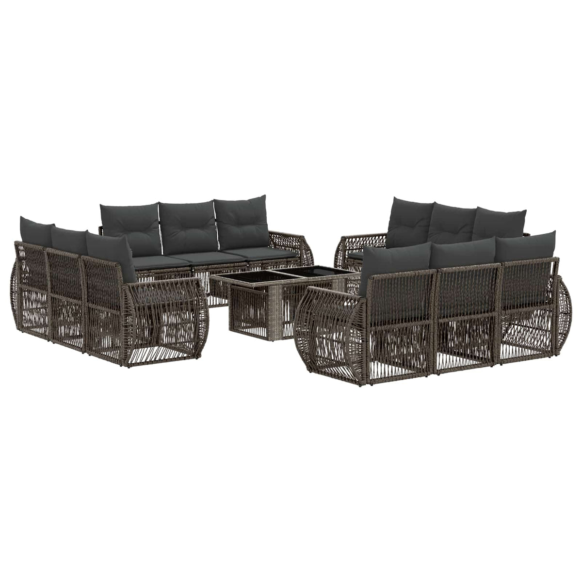 vidaXL Tuinbankenset 13 st Zwart en Cream Wit poly rattan