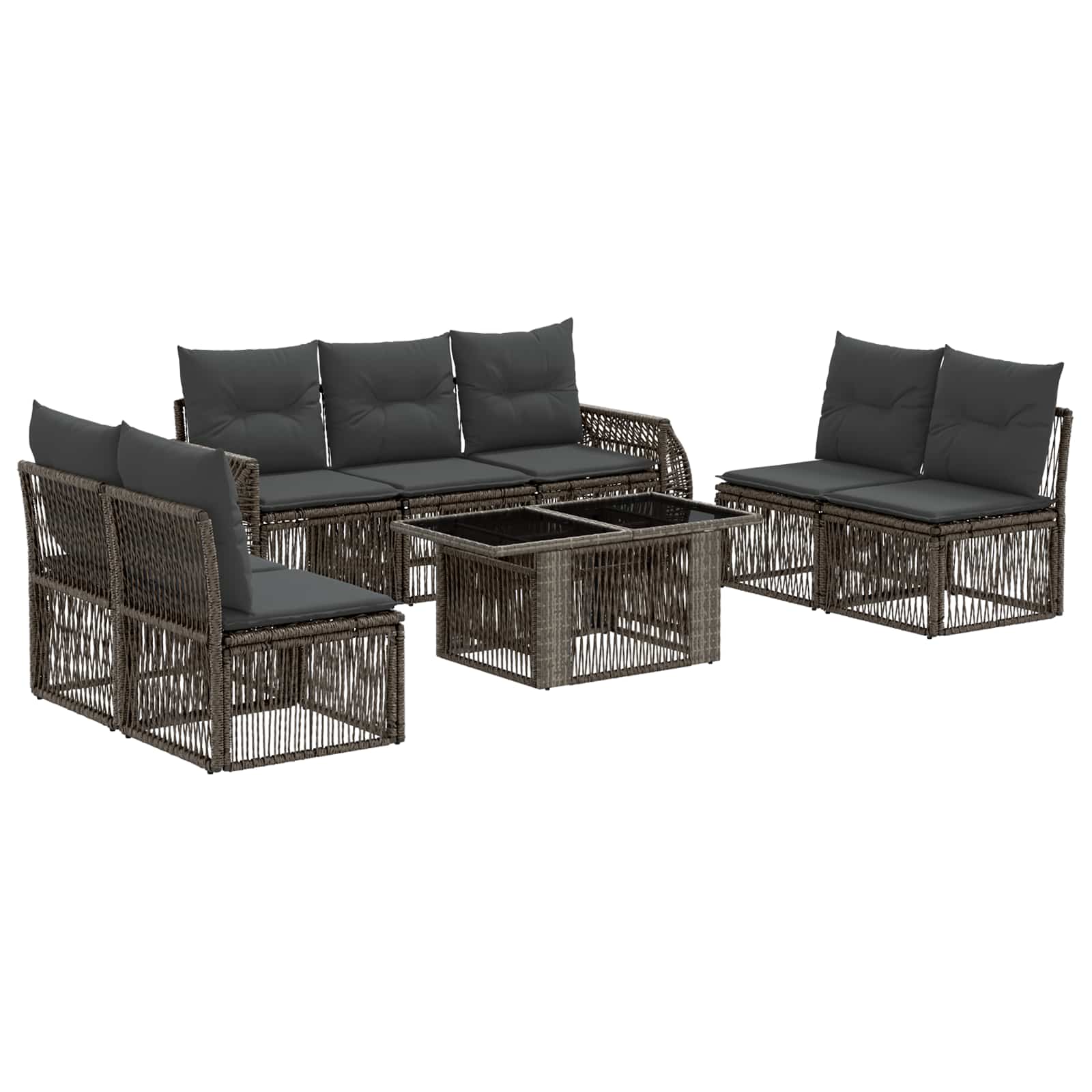 vidaXL Tuinbankenset 8 st Zwart en Cream Wit poly rattan