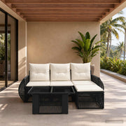 vidaXL Tuinbankenset 5 st Zwart en Cream Wit poly rattan