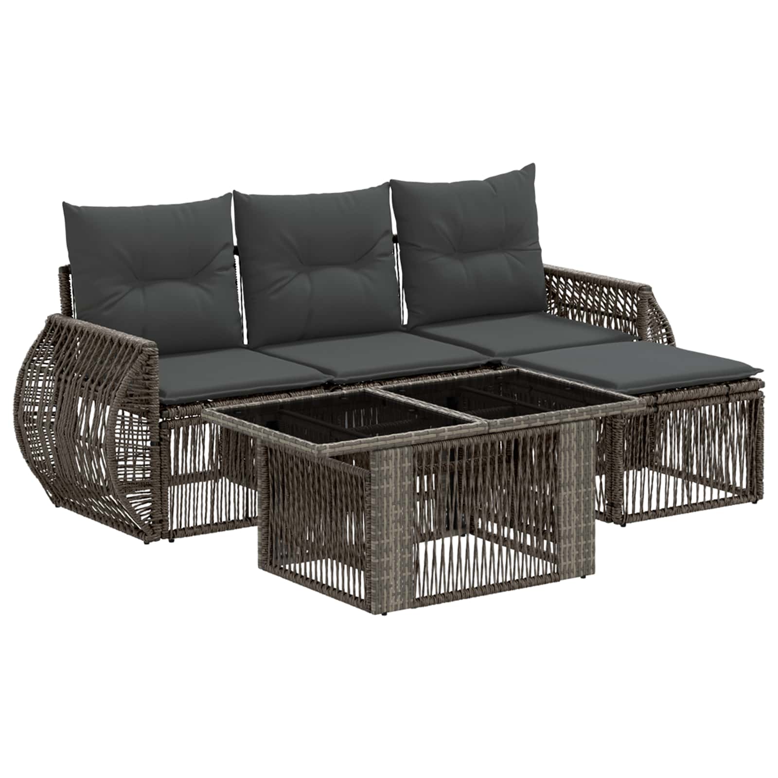 vidaXL Tuinbankenset 5 st Zwart en Cream Wit poly rattan