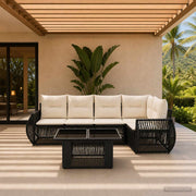 vidaXL Tuinbankenset 6 st Zwart en Cream Wit poly rattan