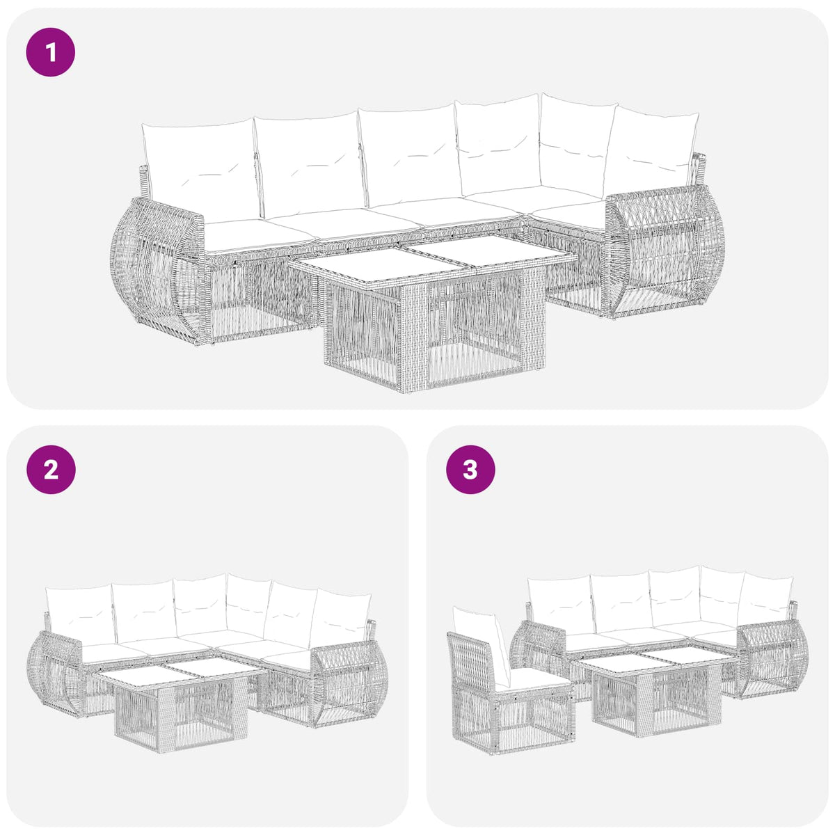 vidaXL Tuinbankenset 6 st Zwart en Cream Wit poly rattan