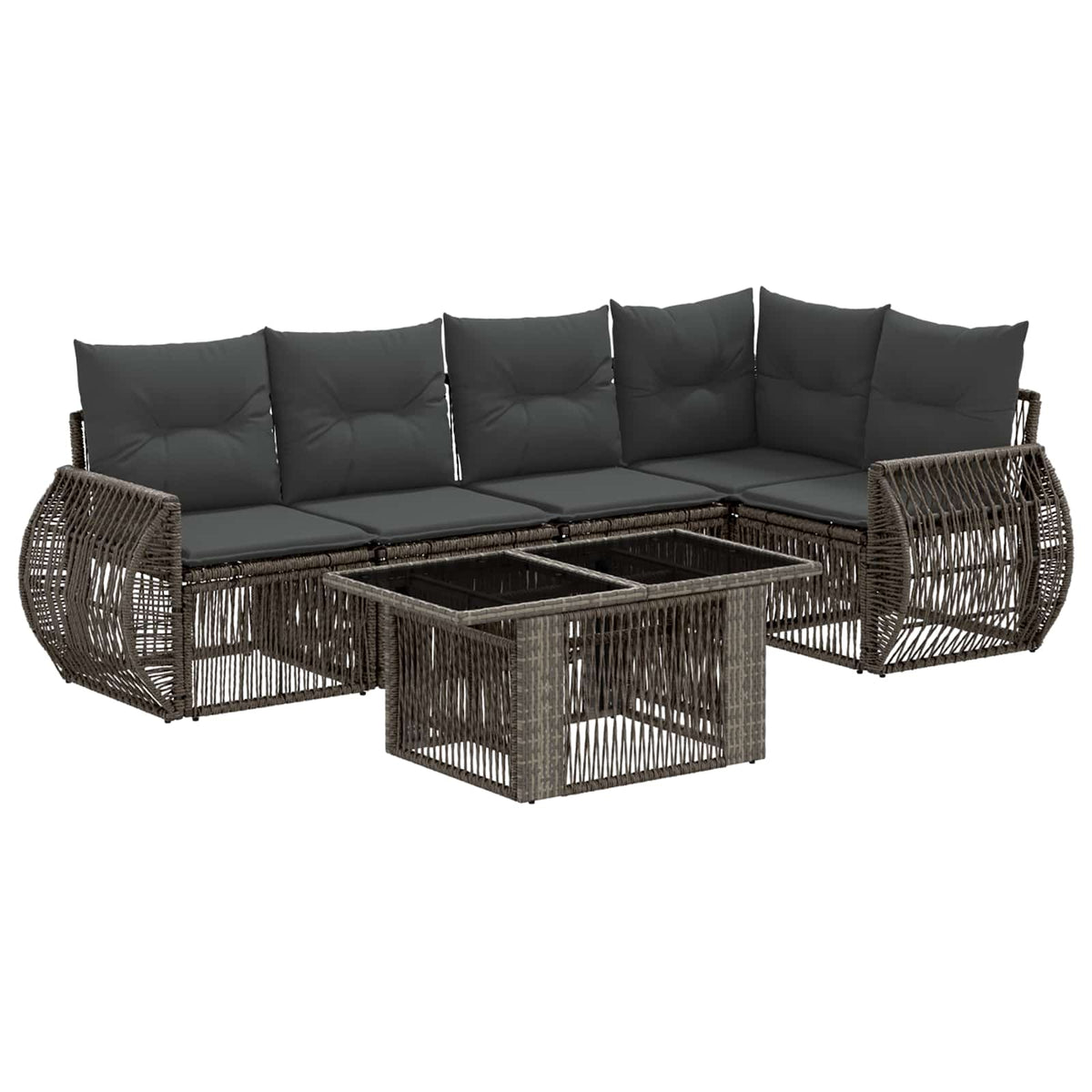 vidaXL Tuinbankenset 6 st Zwart en Cream Wit poly rattan