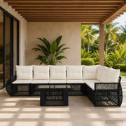vidaXL Tuinbankenset 8 st Zwart en Cream Wit poly rattan